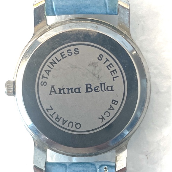 Anna Bella watch quartz blue band Silvertone minute hand round face new battery - Picture 8 of 10
